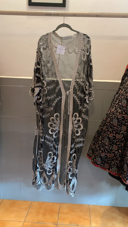 Black and Grey Embroidered Shrug 625