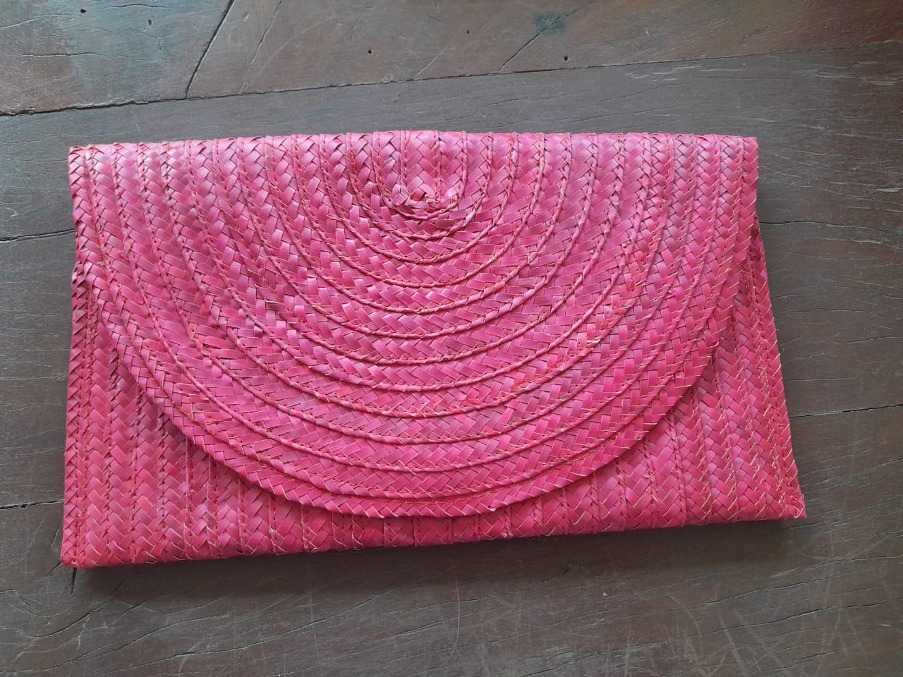 Pink Bali Straw Clutch 3101