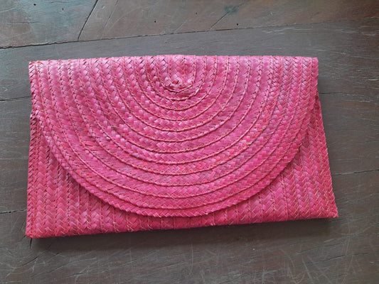 Pink Bali Straw Clutch 3101