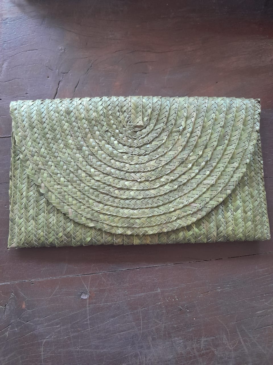 Olive Green Bali Straw Clutch 3102