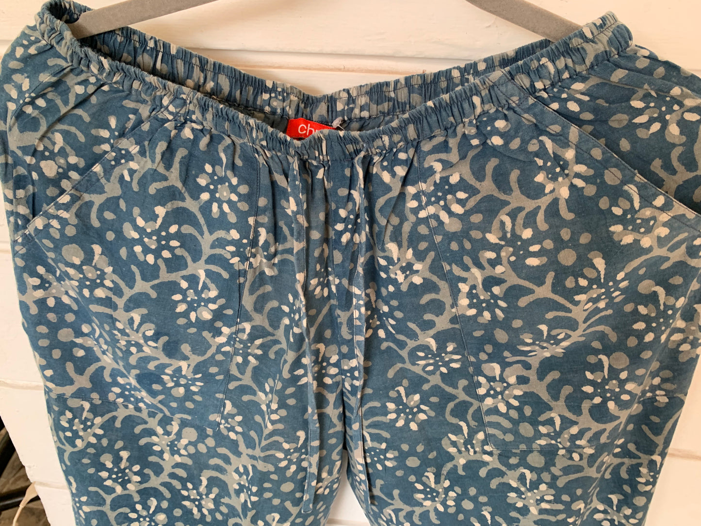 Blue Floral Hand Block Print Zoya Pants